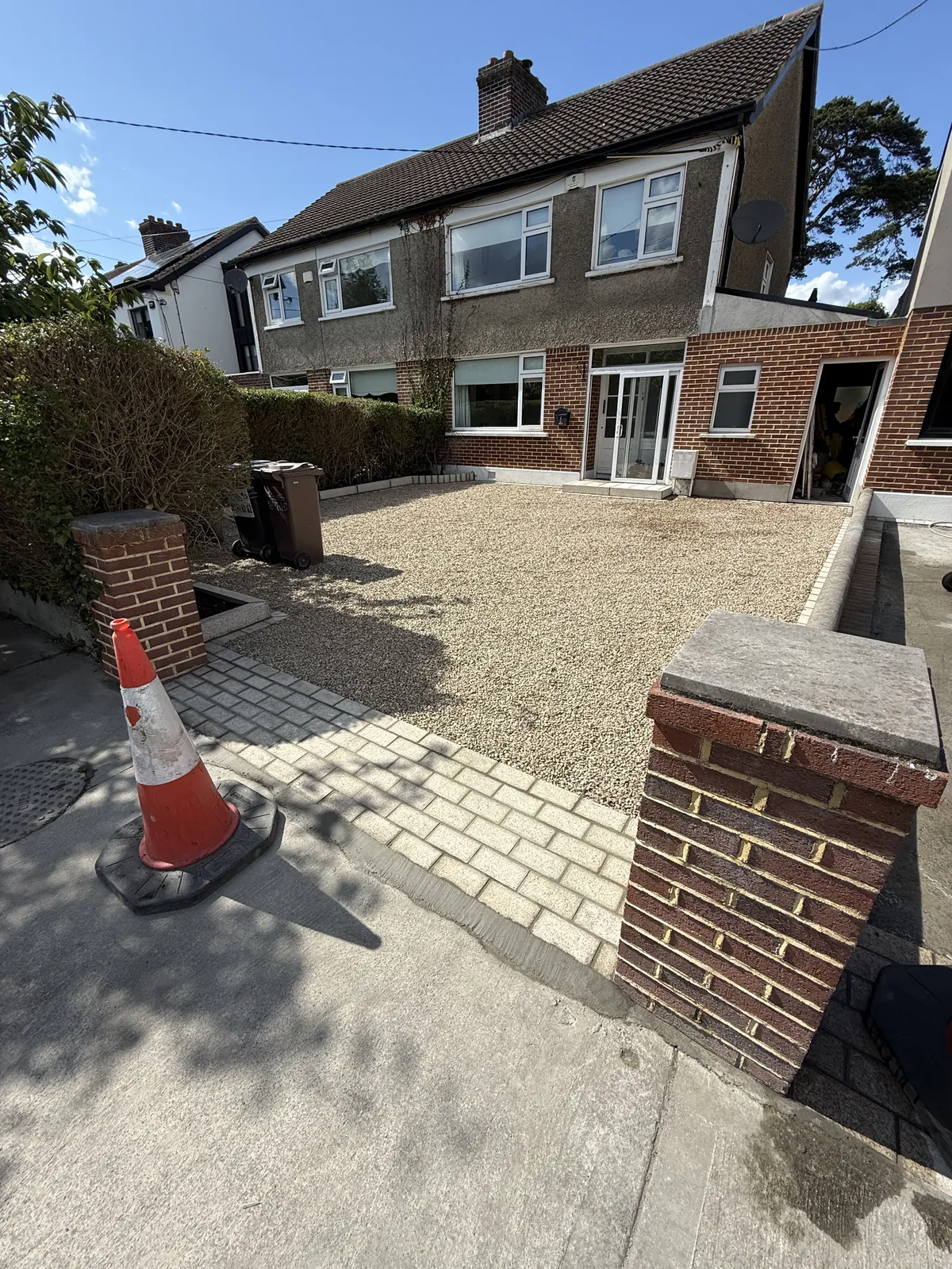 Gravel driveway detail with clean edging