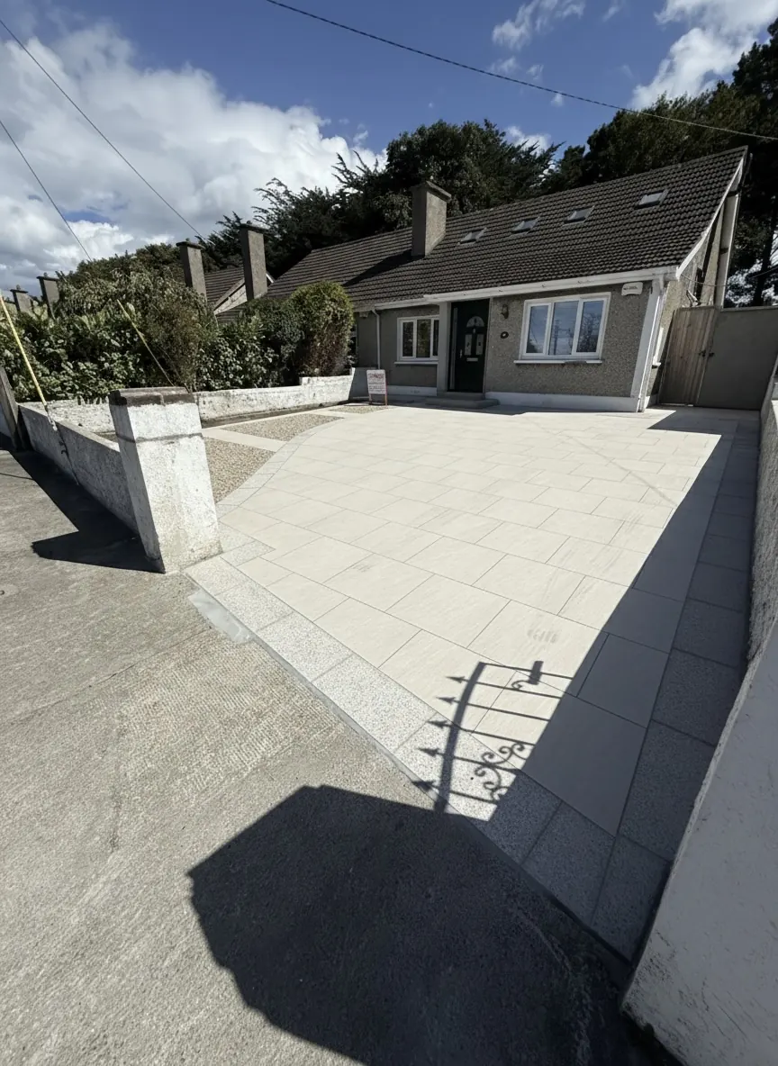 Porcelain paved driveway