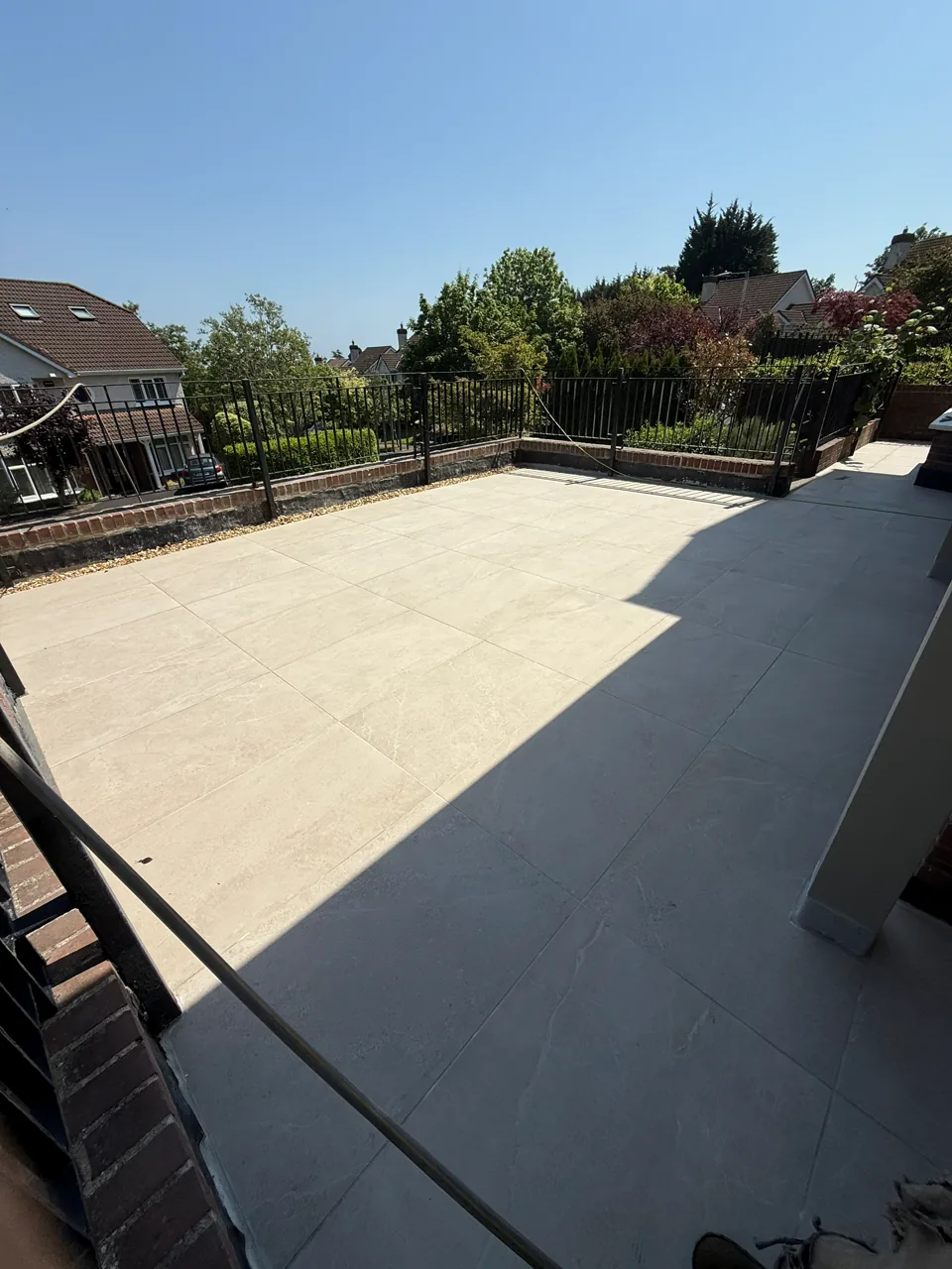 Finished light porcelain patio